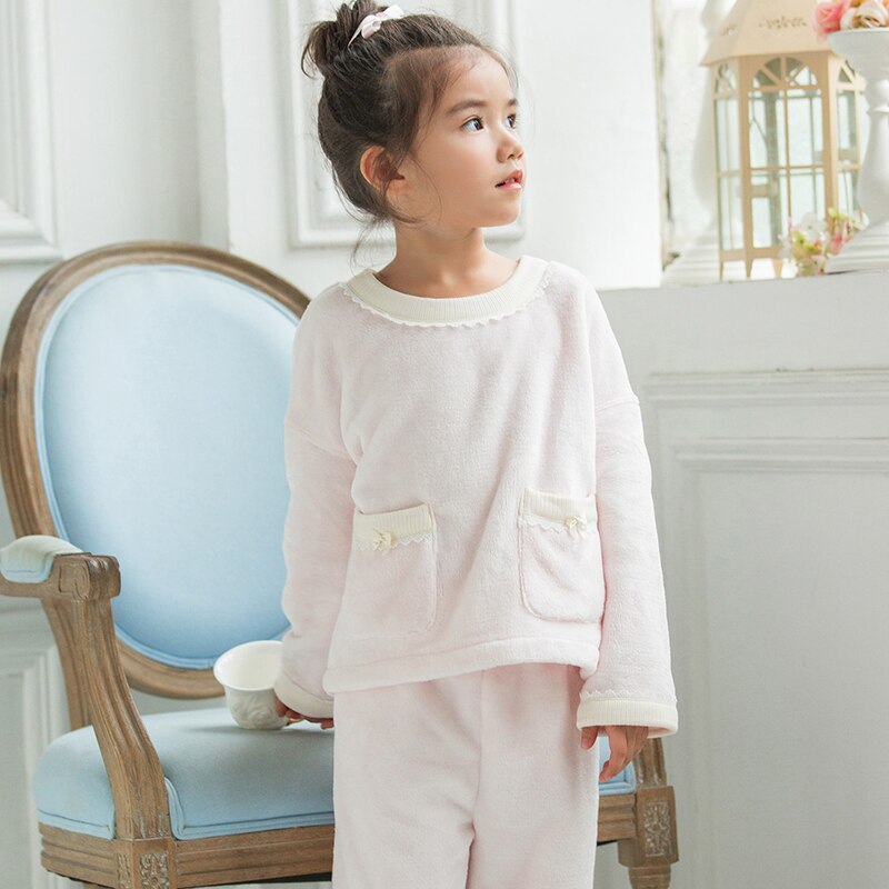 Syksytalvi lasten tyttöjen lolita pinkit flanelliset pyjamasetit.pitsiset topit+housut.vintage taaperolasten pyjamasetti.sleep loungevaatteet