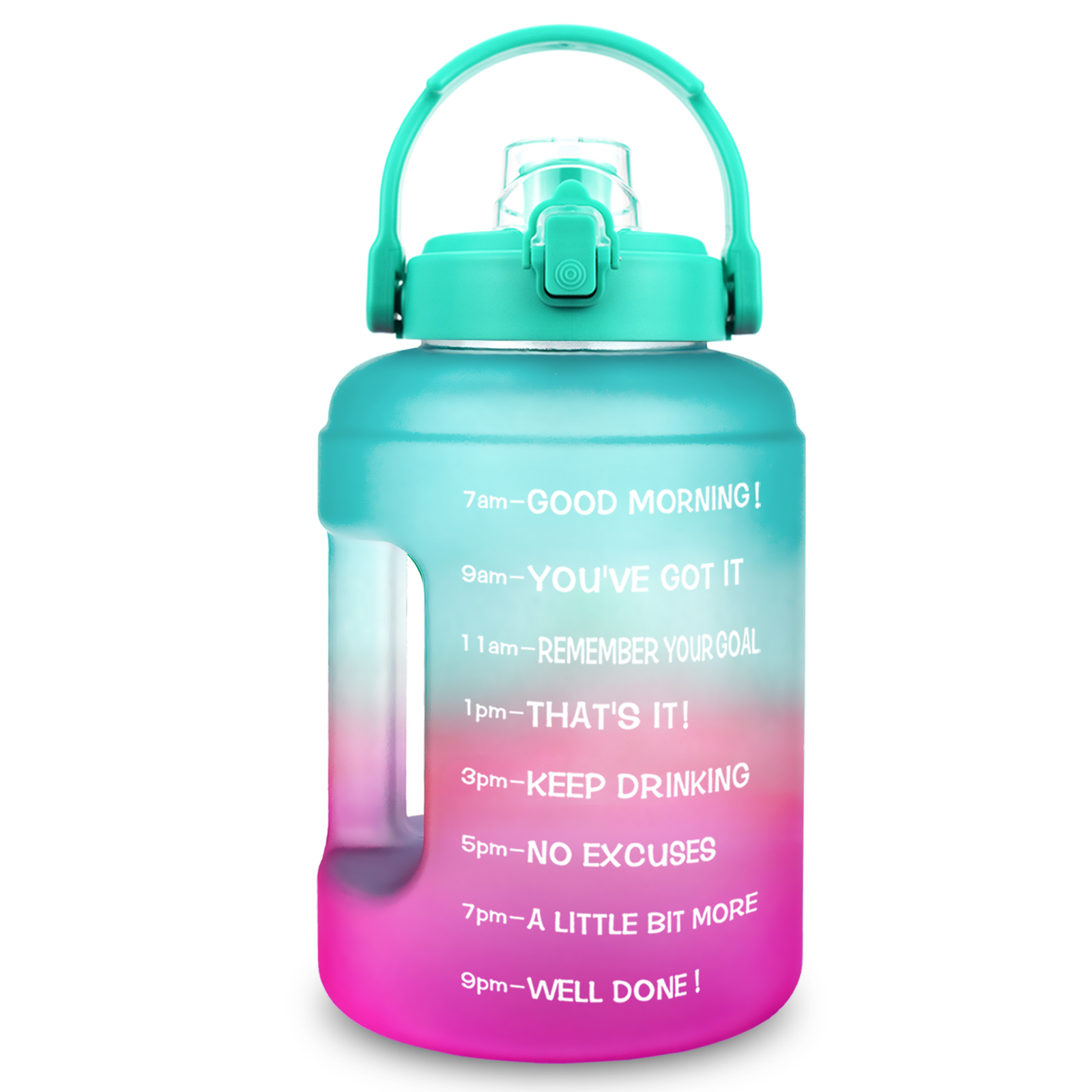 BuildLife 1 galon butelka wody 2.5L 3.78L motywacyjny z markerem czasu sport szczelne szerokie usta duży dzbanek BPA Free Fitness: 3.78L 128oz / GreenA-Pink