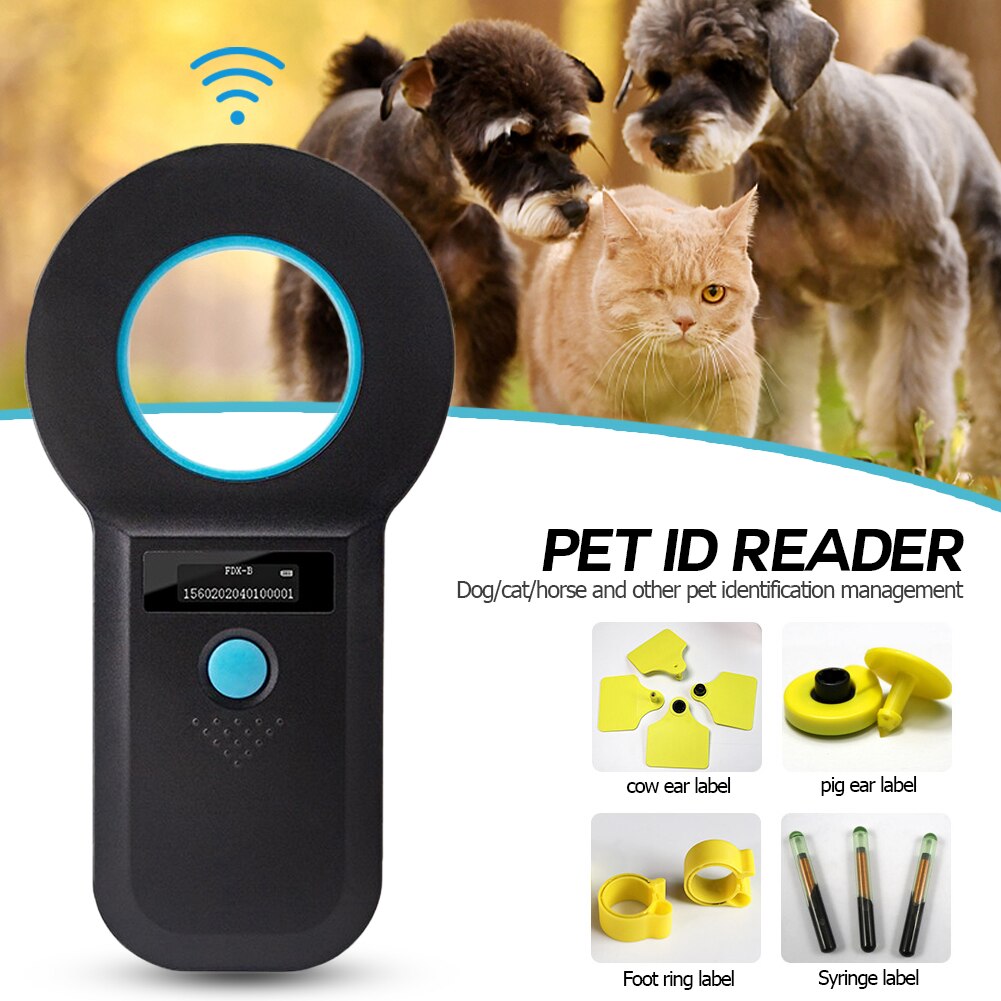 Handheld Animal Pet ID Chip Digital Scanner Rechargable Dog Cat 134.2KHz Identification Tag Card Reader Chip with OLED Display