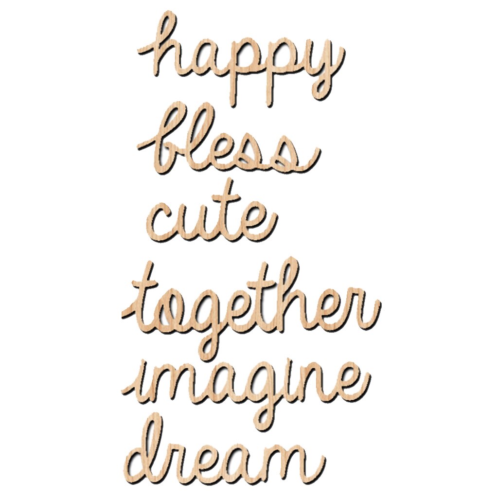 6pcs Natural Wood Cut Words Wood Crafts Home Decor Scrapbook