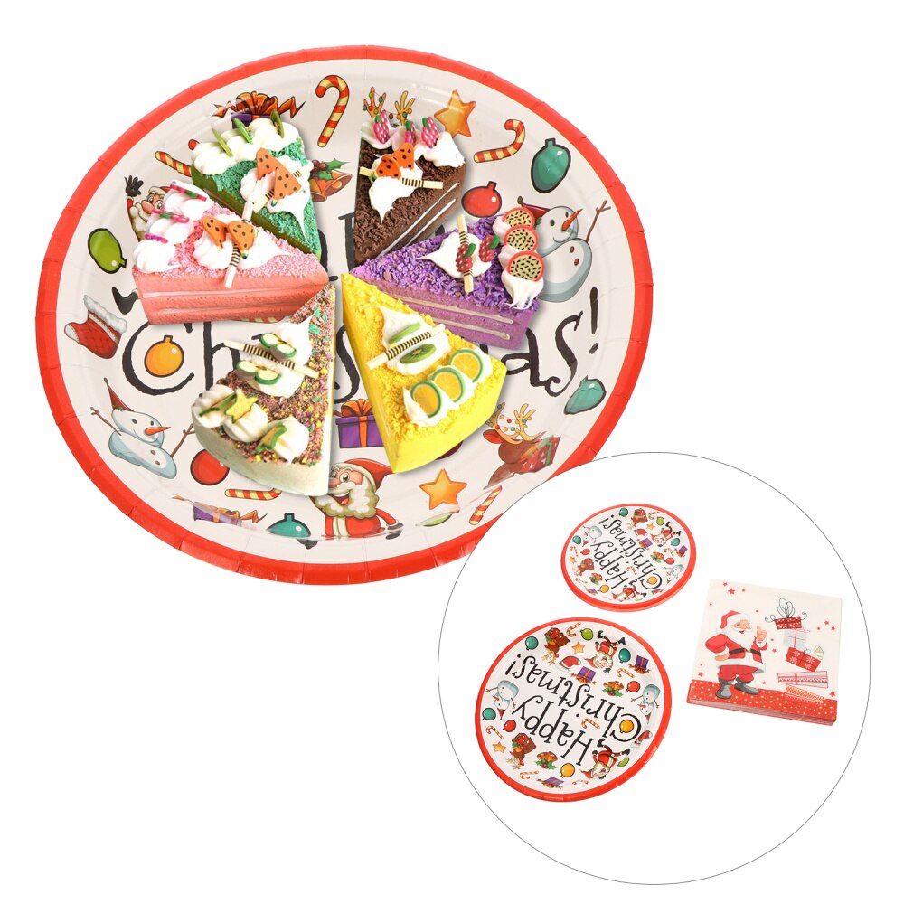 1 Set Paper Plate Christmas Plates Party Tissue Dinnerware Set Party Supplies