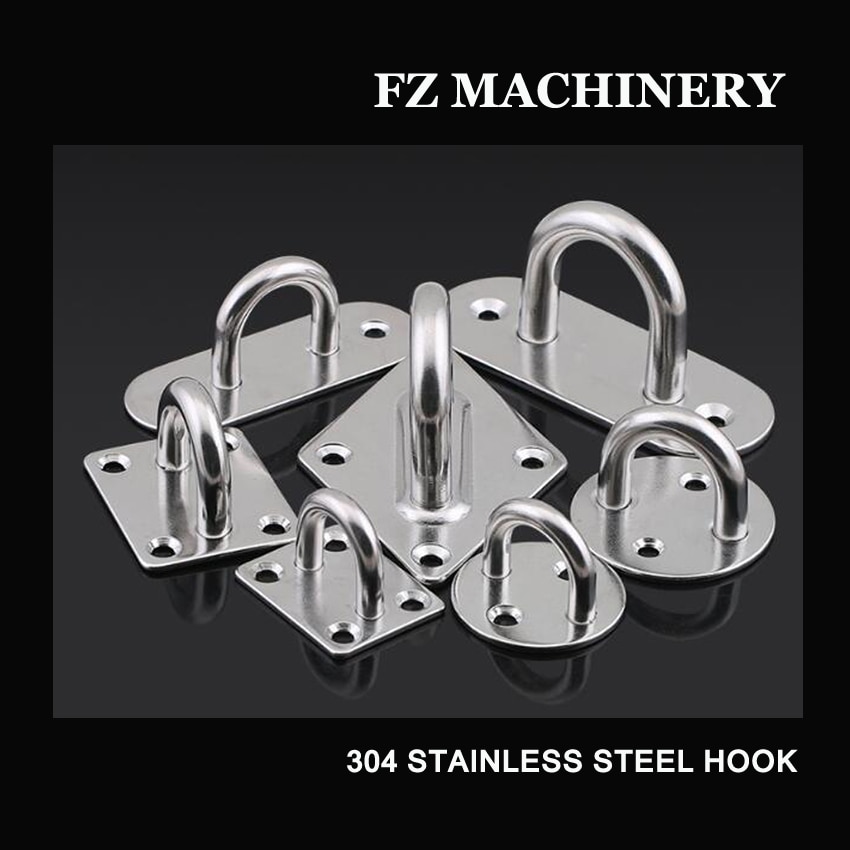 Solid Stainless Steel Oblong Plate Staple Ring Hook Many sizes For choose Hardware Loop U-Shaped Screws Mount Hook Hanger