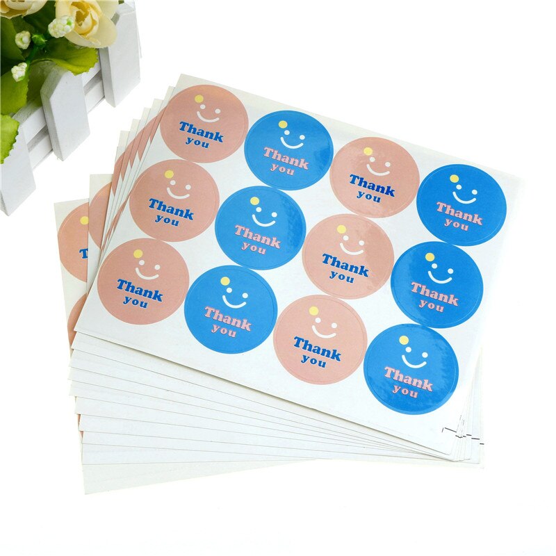 120pcs Smile Thank you Paper Seal Stickers DIY posted/Baking Decor label