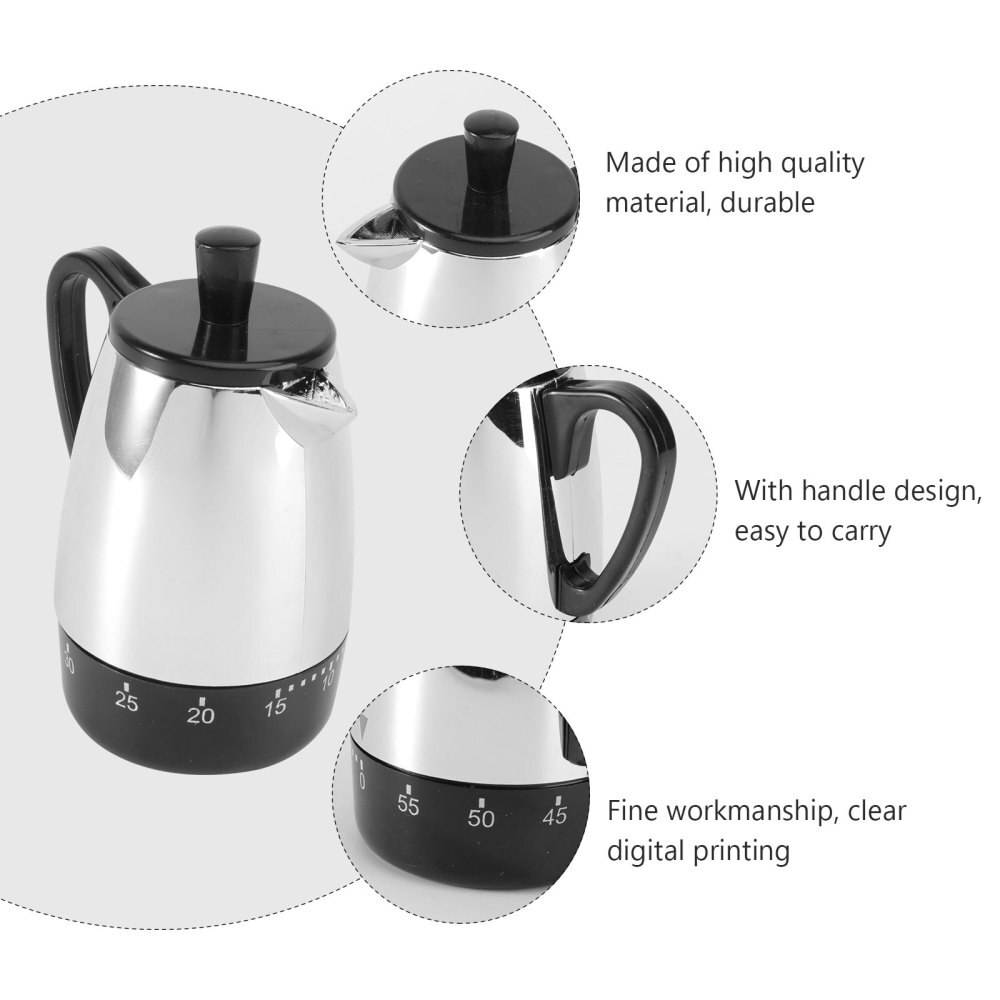 1Pc Lovely Timer Kettle Shaped Mechanical Timer Time Management Tool for Student