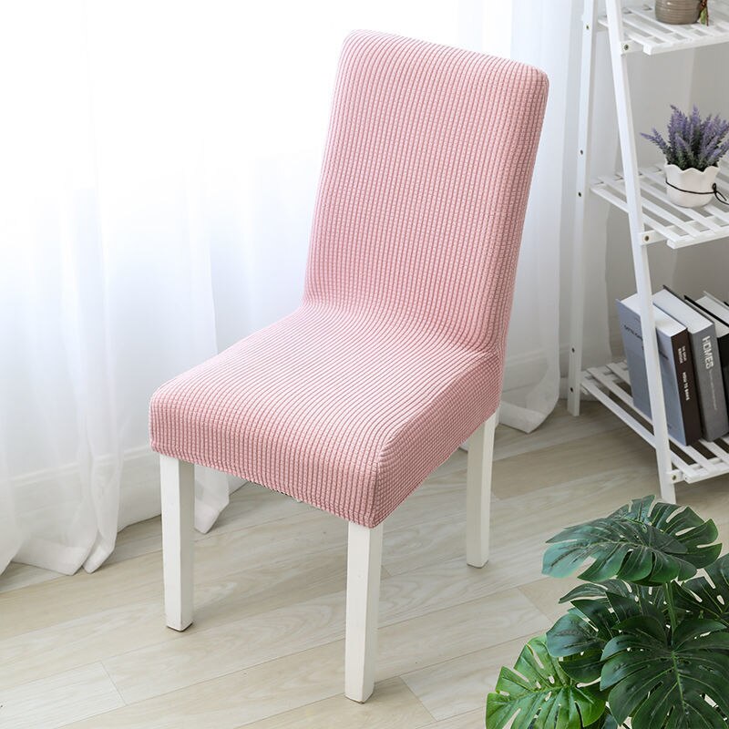 Einfarbig Stuhl Abdeckung Gestrickte stoff Stretch Elastische Hussen Stuhl Abdeckungen Für Esszimmer Küche Hochzeit Bankett Hotel: pink