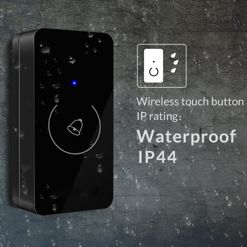 Wireless Touch Screen Music Doorbell Portable IP44 Waterproof Doorbell 52 Melody Chime 150M Range Home Security Door Bell Chime