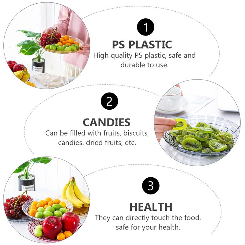 4Pcs Multifunction European Style Fruit Plates Plastic Candy Snack Trays (Large)