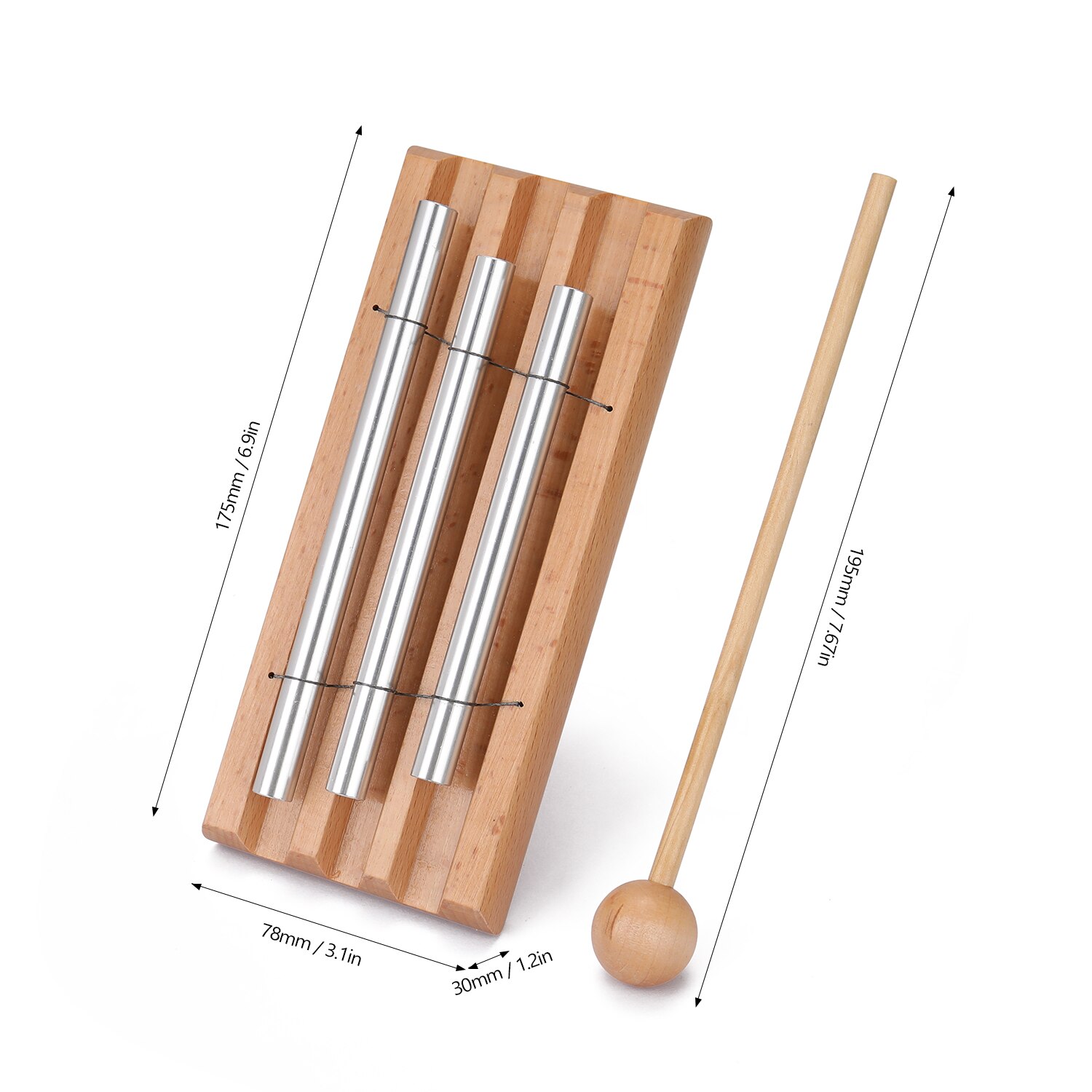 Bordklokkesæt bærbar børn musikoplysning percussioninstrumenter træ percussive klokkespil til børn percussion legetøj: 3 tone