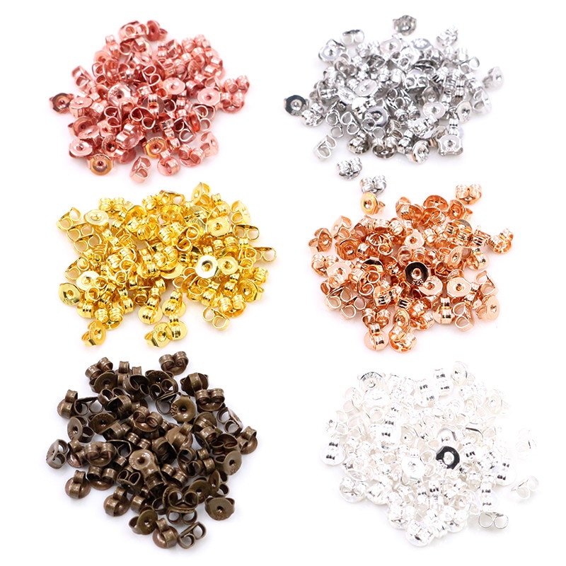 100pcs 925 Classic 6 Colors Plated Copper Metal Earring Back Plug Earring Settings Base Ear Studs Back