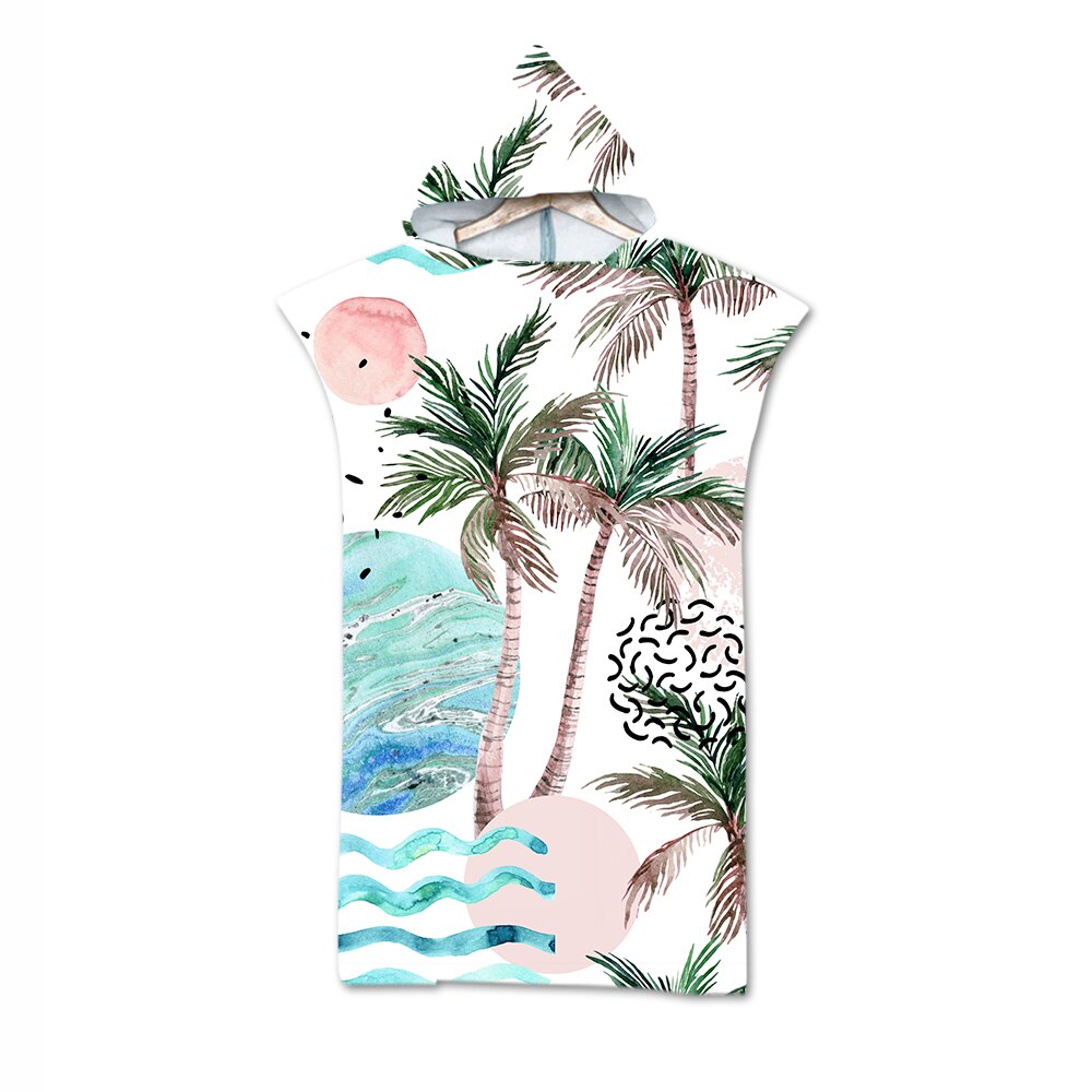 Blätter Druck Mikrofaser Strand Handtuch Kleid Mit Kapuze Kleid Poncho Schlecht Handtuch Bademantel Beachwear de plage Für Erwachsene Schwimmen Strand Surfen: 15
