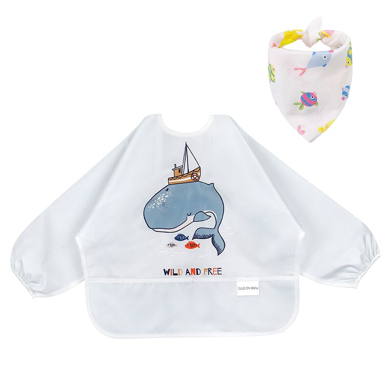 Baby Lätzchen Wasserdicht Kleinkind essen Werkzeug Langarm Neugeborenen Kunst Kittel Fütterung Lätzchen Schürze passen 6-24M Mit tasche Baby Bandana Lätzchen: ZY1042