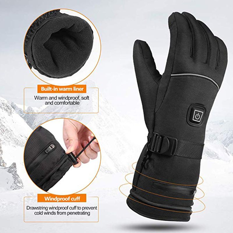 Mænd kvinder vinter elektriske opvarmede handsker med reflekterende strimmel batteridrevet  y98f