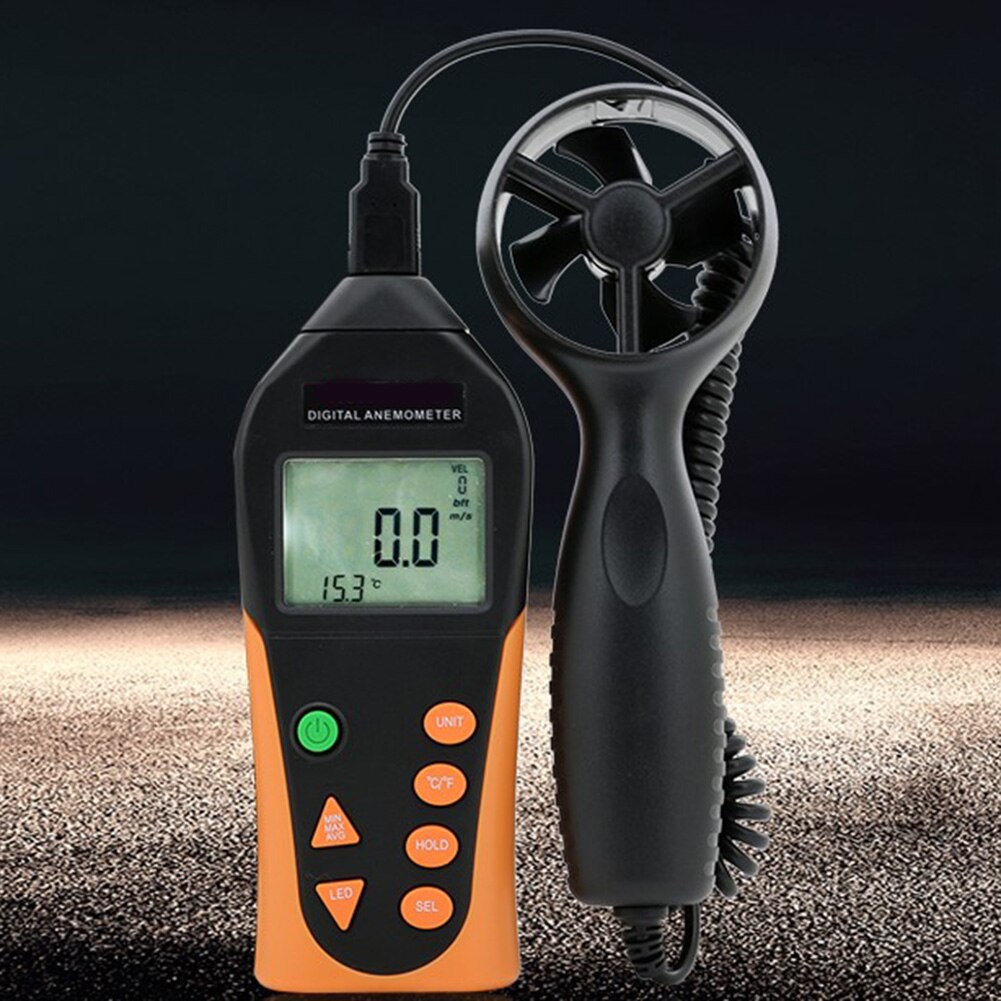 Digital Anemometer Air Speed Sensor Measurement Wind Temperature Velocity Meter Anemometro Windmeter WWO66