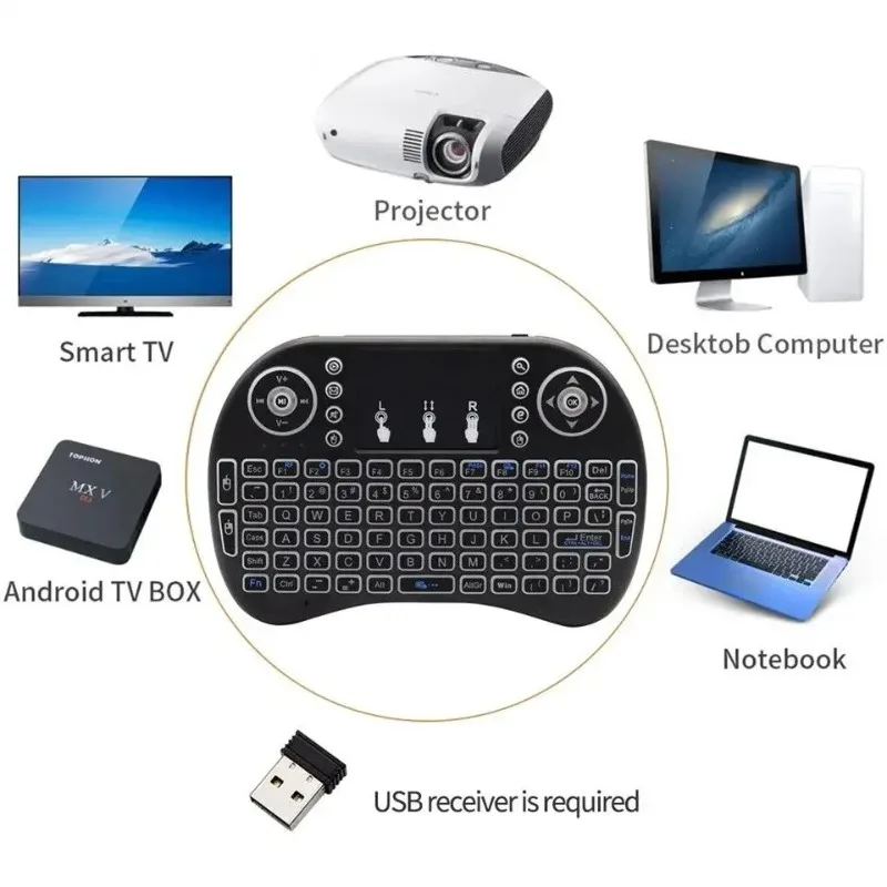 Drahtlose Mini-Tastatur, Flugmaus, 2,4 G, großes Touchpad, digitaler Computer, Trockenbatterie, USB-Aufladung, Dual-Purpose-Tastatur