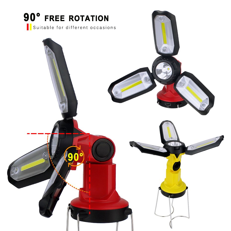COB Work light LED Flashlight Camping Hiking Emergency Multifunction Rechargeable Light Deformable Fancy lighting with USB cable