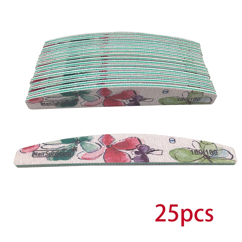 25/50pcs Nail File 80/100/150/180/240/320 Thick Nail Buffer Sandpaper Nail Gel Polish File Flower Sanding Tools: 180 Grit 25pcs