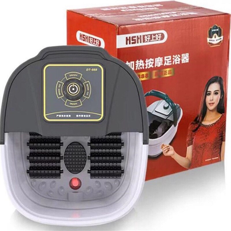 Electric Foot Spa Bath Massager Rolling Vibration Heat Electric Oxygen Bubbles Foot Massage For Relieve Pressure Relaxation 220V