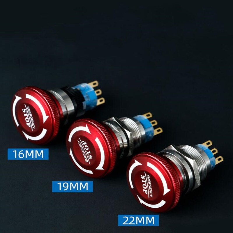 16mm 19mm 22mm Emergency STOP Push Button Switch 1NO1NC 2NO2NC Waterproof Stainless Steel Mushroom