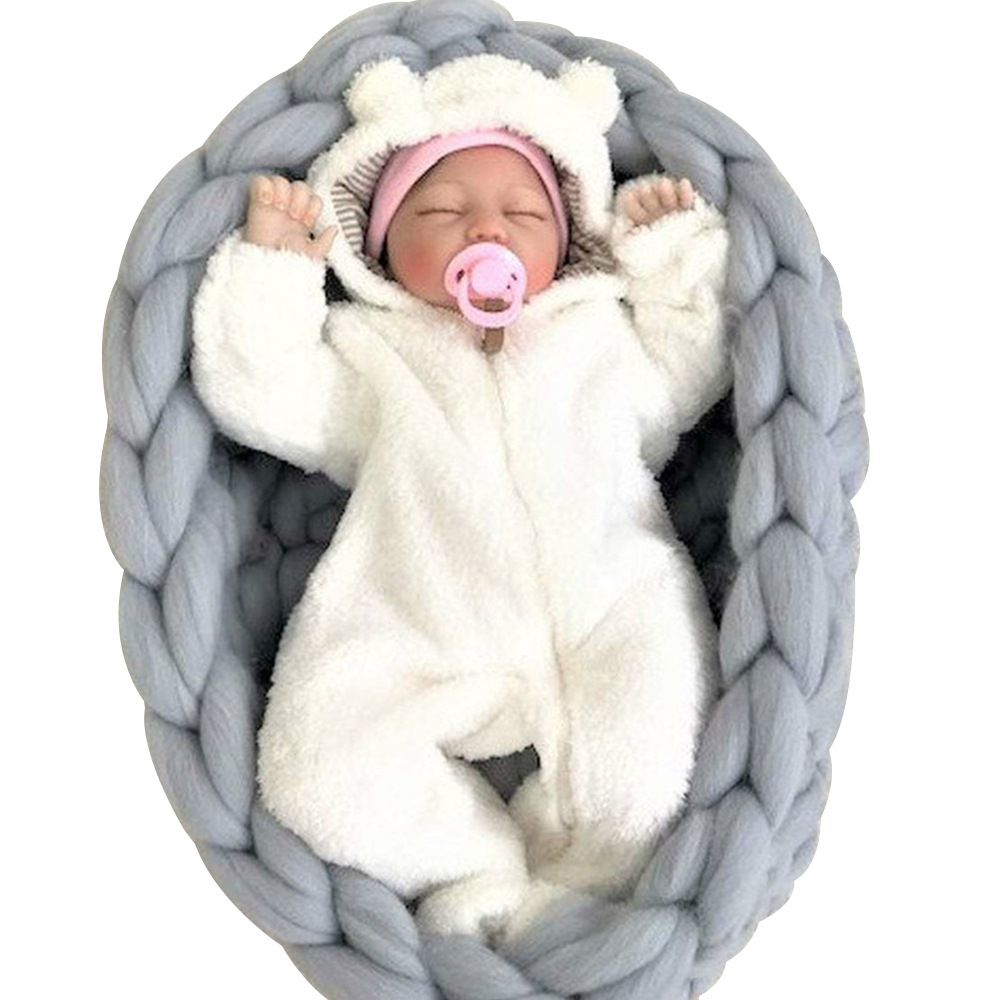 Handarbeit Gewebt Baby Nest Bett Tragbare Stricken Krippe Infant Kleinkind Schlafen Bett Travel Bassinet Fotografie Prop ZT65: Grey