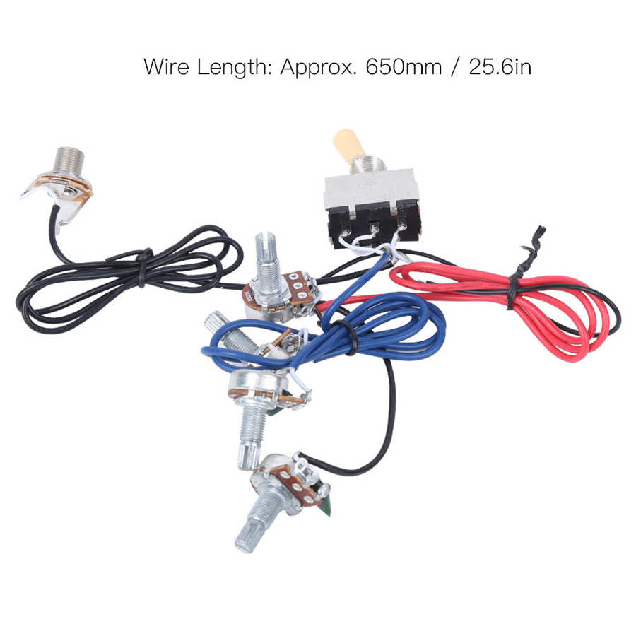Guitar Wiring Harness Kit Prewired Harness 3 Way Switch 2V2T1J for Electric Guitar Wire Accessories