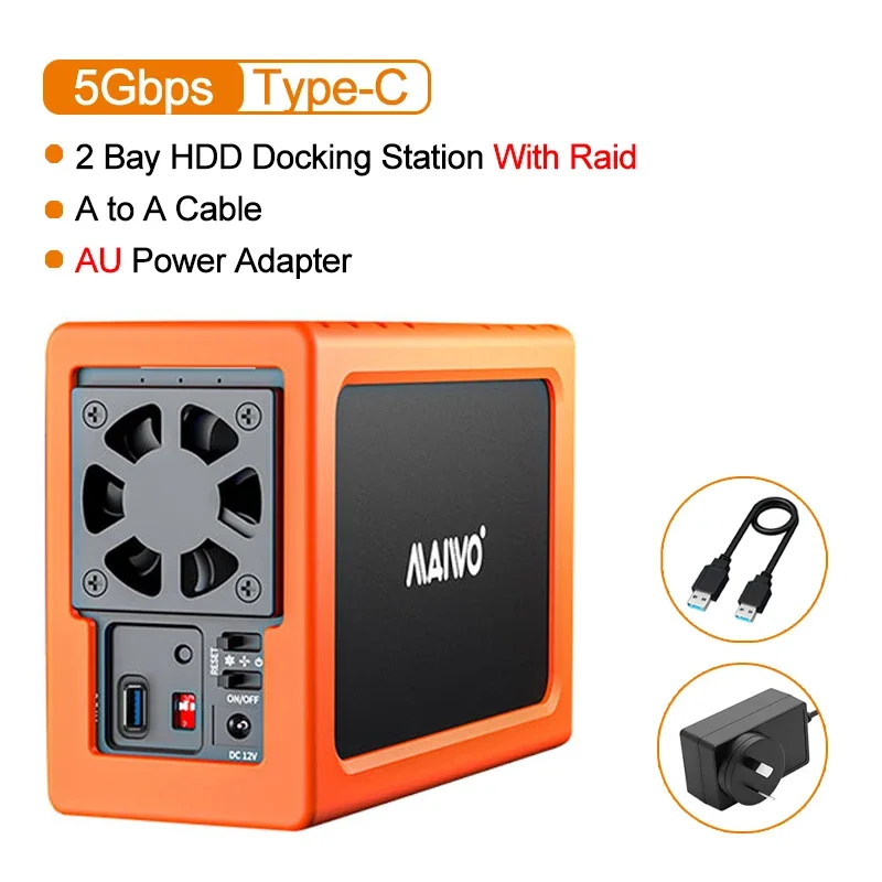 MAIWO 2 Bay HDD Docking Station SATA To USB 3.0 Hard Drive Docking Station for 3.5 Inch Hard Drive Case with 4 RAID Modes Case