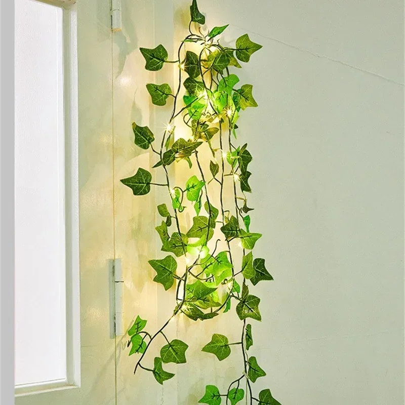 Casamento pendurado guirlanda luz da corda artificial lvy led stringlight para o quarto festa de casamento jardim parede sala alimentado por bateria: RGB / 6-10 W