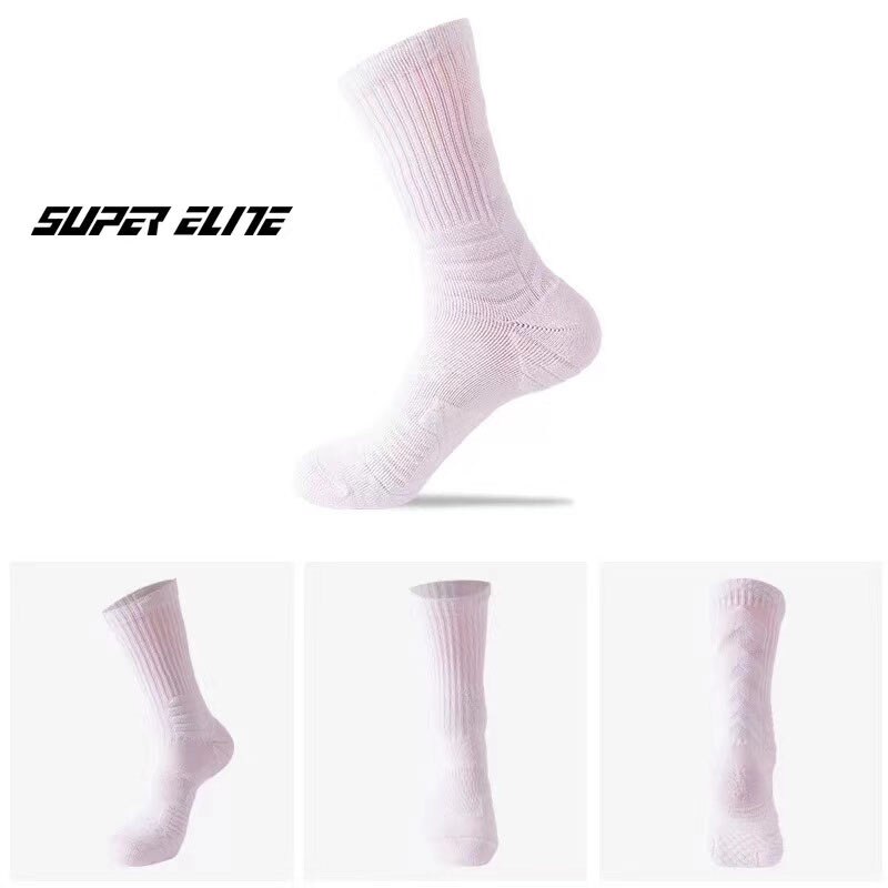 Original SUPER ELITE Lange Rohr Basketball Socken Größe 38-44 für Männer Frauen Atmungsaktiv Schweiß-absorbent Dicken Sport socken Nicht-slip: White