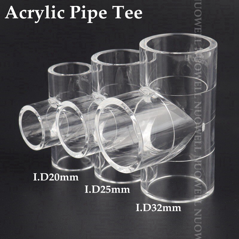 Conector de tubo de plexiglás transparente, , 20 ~ 32mm, 1 ud.: 25mm / Acrylic Tee