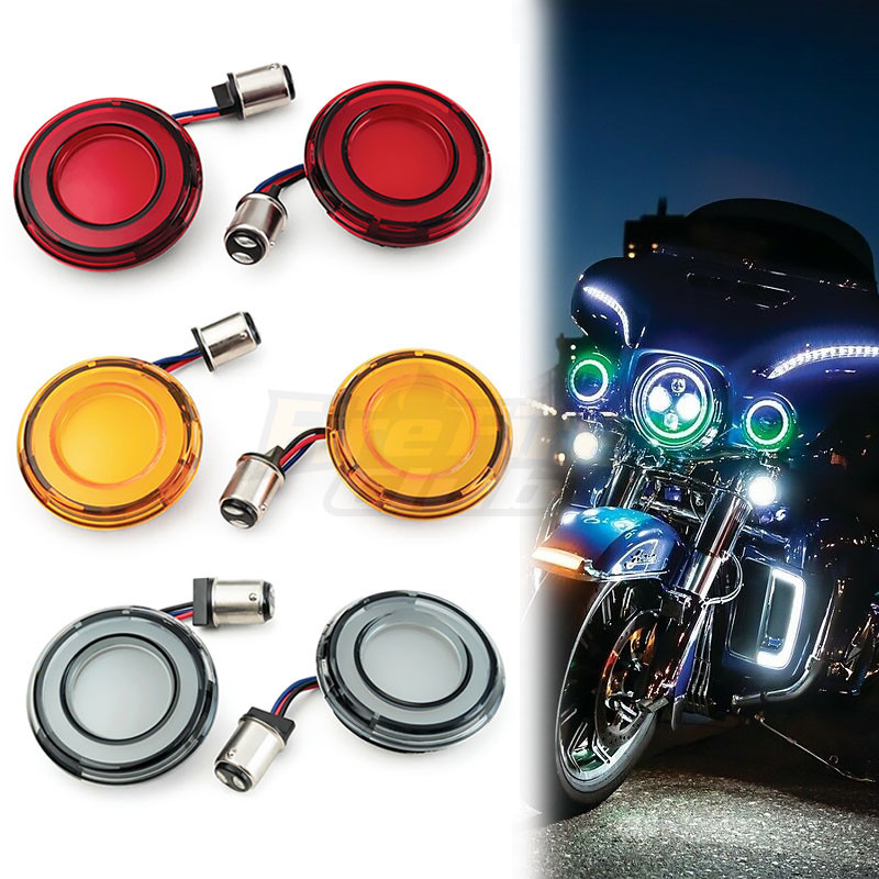 Motorrad Vorderseite LED Vorderseite Blinker Umbauten 1157 Kugel Stil Für Harley touren ausbrechen CVO Straße gleiten Fett Junge Softail