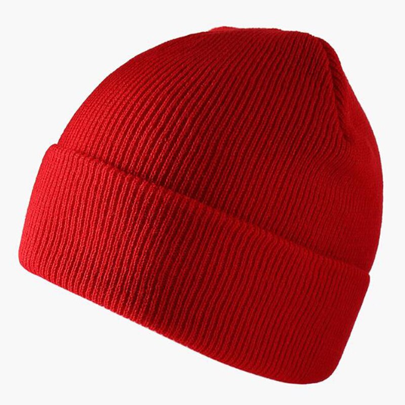 Mode Effen Kleur Gebreide Mutsen Hoed Winter Warm Ski Hoeden Mannen Vrouwen Multicolor Caps Zachte Elastische Cap Sport Bonnet: Rood
