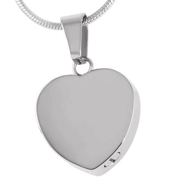 20mm Plain Stainless Steel Blank Heart Cremation Jewelry Necklace Hold Ashes Keepsake Memorial Urn Pendant with Filling Kit