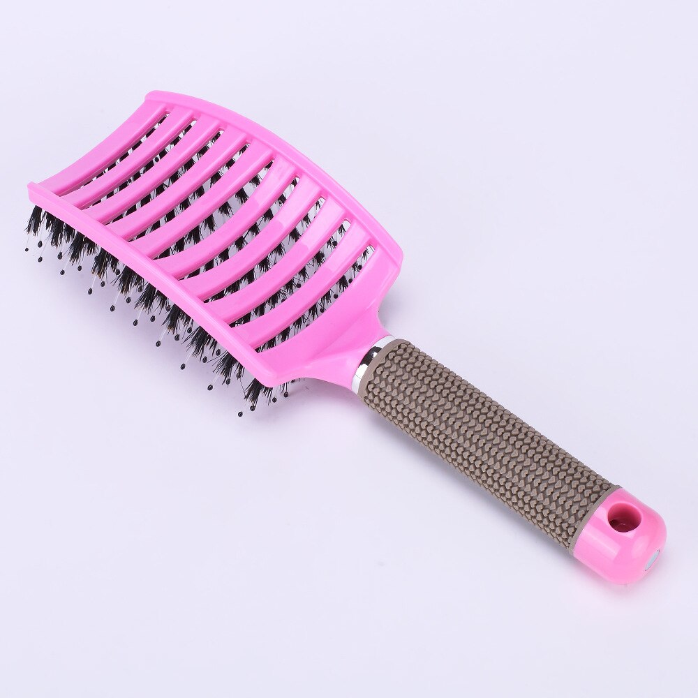 7 Colors Hair Scalp Massage Comb Bristle Nylon Brushy Hairbrush Wet Curly Detangle Hair Brush Demelante Brush Hairbush: Pink