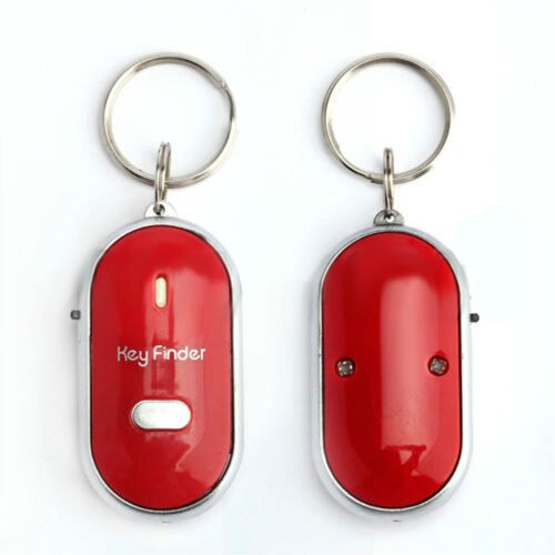 Trådløs anti-tabt alarm nøgle finder locator nøglering fløjte lyd led lys tracker anti-tabt enhed til ældre/barn/kæledyr: Rød