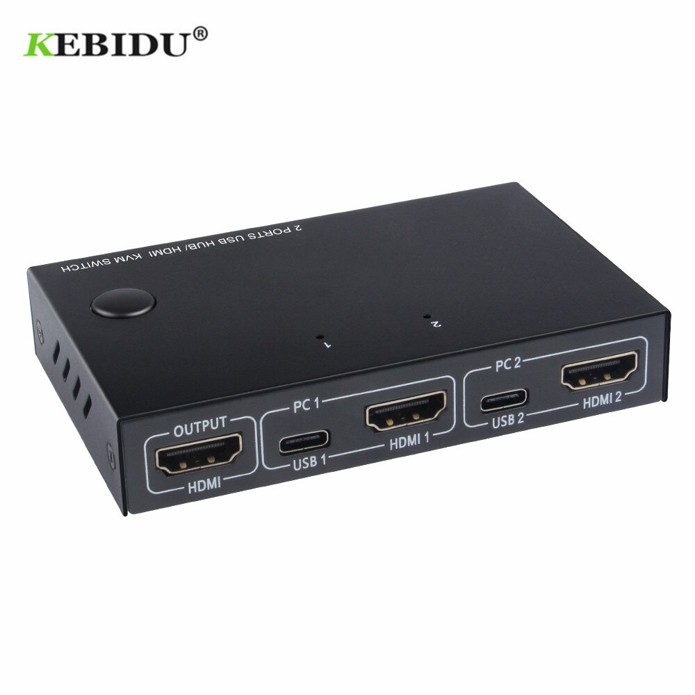 Kebidu Hdmi Kvm Switch 2 Port 4K Usb Schakelaar Kvm Switcher Splitter Box Voor Delen Printer Toetsenbord Muis Kvm switch Hdmi