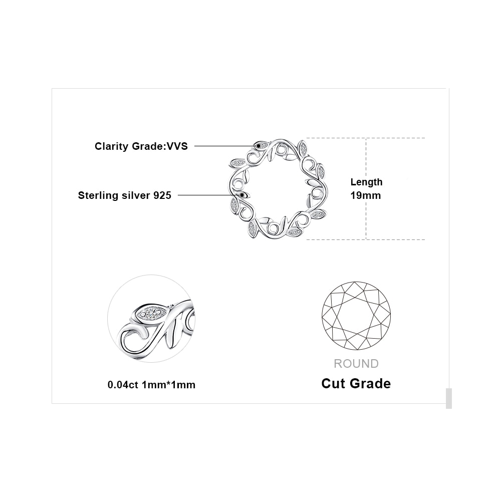 Jewelrypalace Bloemen Blad Cirkel 925 Sterling Silver Cubic Zirconia Hanger Ketting Olijftak Hanger Voor Vrouwen Geen Ketting