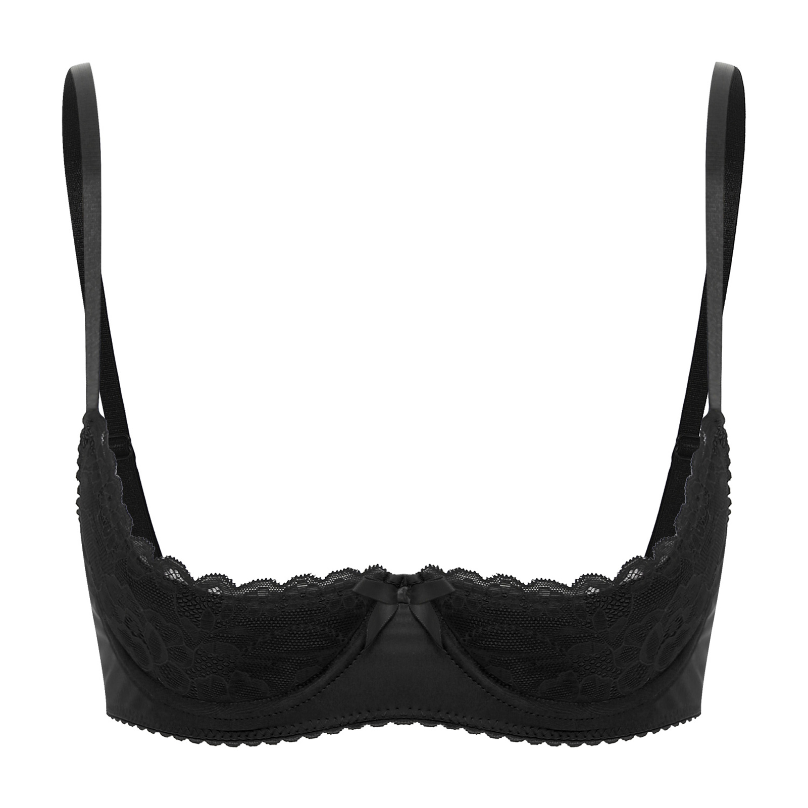 Womens Lingerie Swimwear Underwire Half Cup Bra Tops Bikini Lace Push Up Balconette Cup Bra Open Chest Breast Bra Underwear