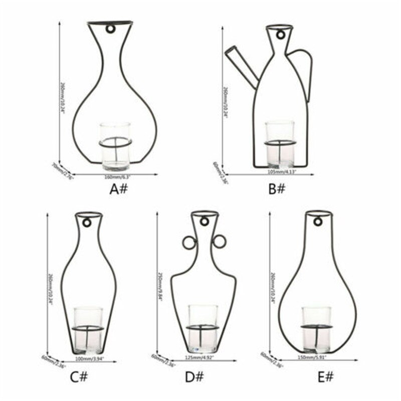 Nordic Style Iron Frame Vase Wall Mount Plant Dried Flower Rack Bottle DIY Shelf Flower Pot Holder Home Storage Rack Display