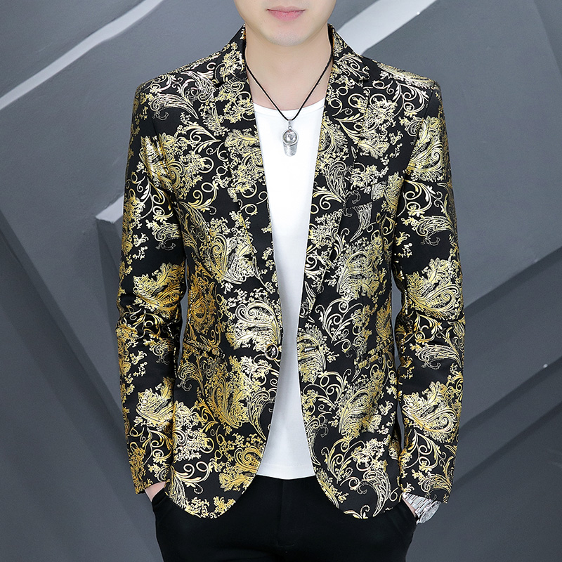 Blazer para hombre, de negocios, caballero, estampado en , estampado, rendimiento al aire libre, tendencia, banquete de boda, chaqueta informal