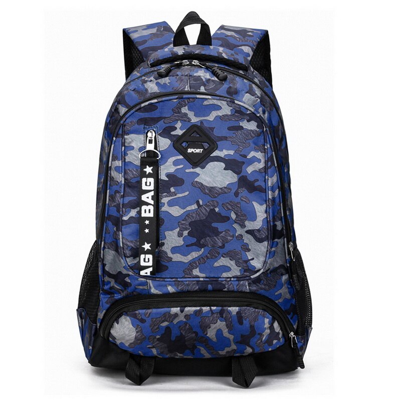 Mode Mannen Rugzakken Reis Waterdichte Rugzak Student Boek Tas Grote Capaciteit Camouflage Leisure Travel Rugzak Blauw Grijs: Blue