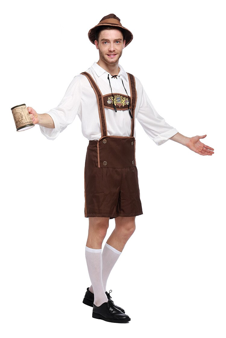 Echoine Men Oktoberfest Costumes Lederhosen Bavarian Guy German Traditional Beer Male Halloween Cosplay Festival Costume