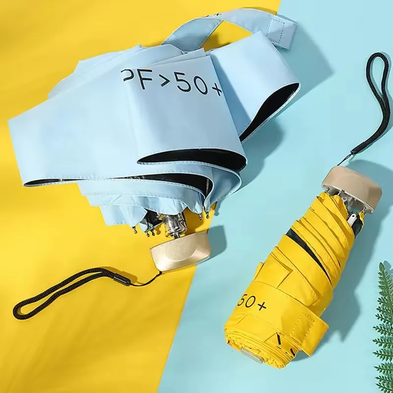 Sonniger Regenschirm faltbarer ultraleichter kleiner flacher fünffacher Regenschirm Sonnenschutz Sonnen-UV-Schutz Mini-Taschen schirm