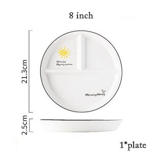 8 Inch Keramische Ronde Verdeeld Plaat 11 Inch Rechthoek Voedsel Schotel Voor Ontbijt Diner Fruit Dessertbord Keuken Servies: 8 inch plate-3