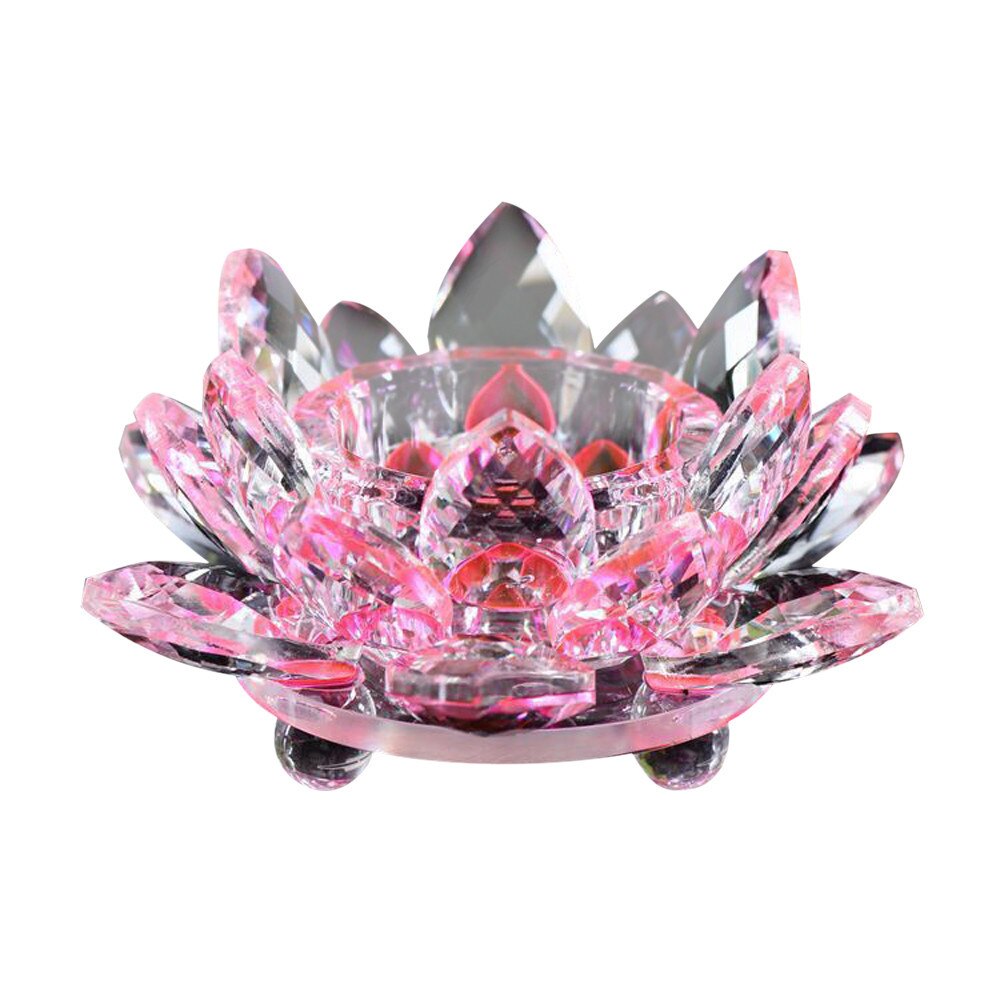 Candelabro de cristal con forma de flor de loto de cristal, soporte de luz de té, budista, para boda, Bar, , decoración del Día de San Valentín