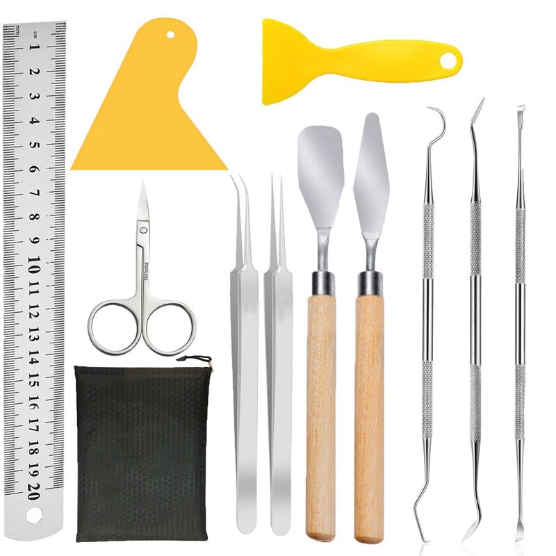 11 Pieces Vinyl Weeding Tools,with Black Felt Bag for Weeding Vinyl, Silhouettes, Cameos, Lettering and Cutting: Default Title