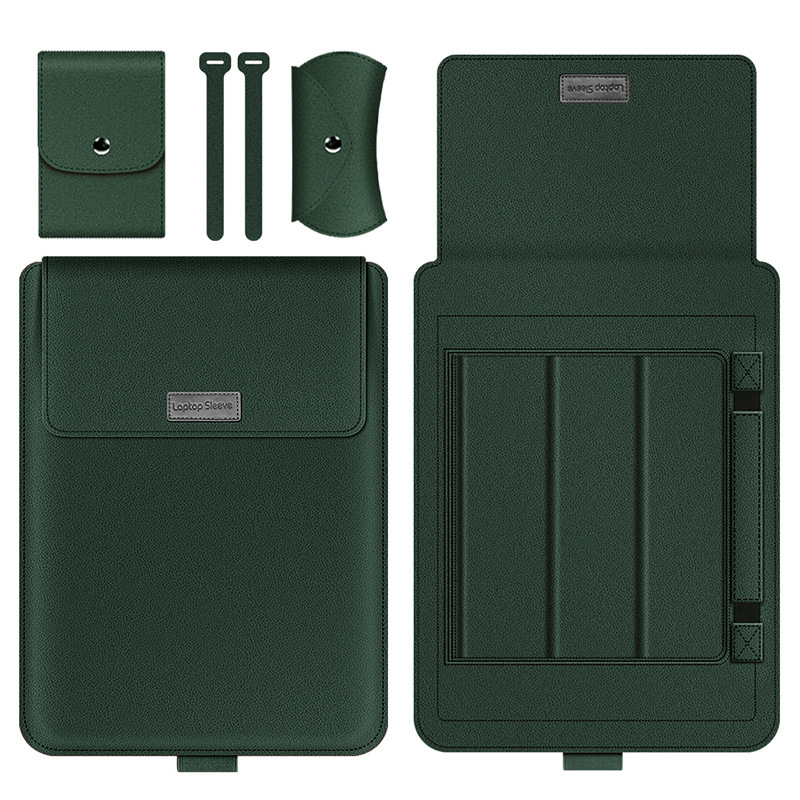 Pour Acer Nitro V15 pochette d'ordinateur rabattable support pliable tapis de souris câble ceinture chargeur souris pochette étanche étui en cuir PU: Vin Rouge