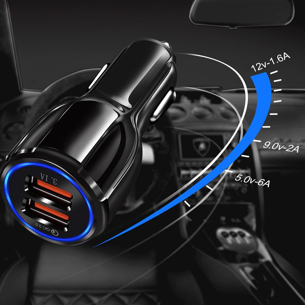 Pålitelig  qc3.0 sertifisert hurtiglading dobbel 2 usb port  qc3.0 hurtig billader 3.1a motorsykkel lader bil lighter kontakt