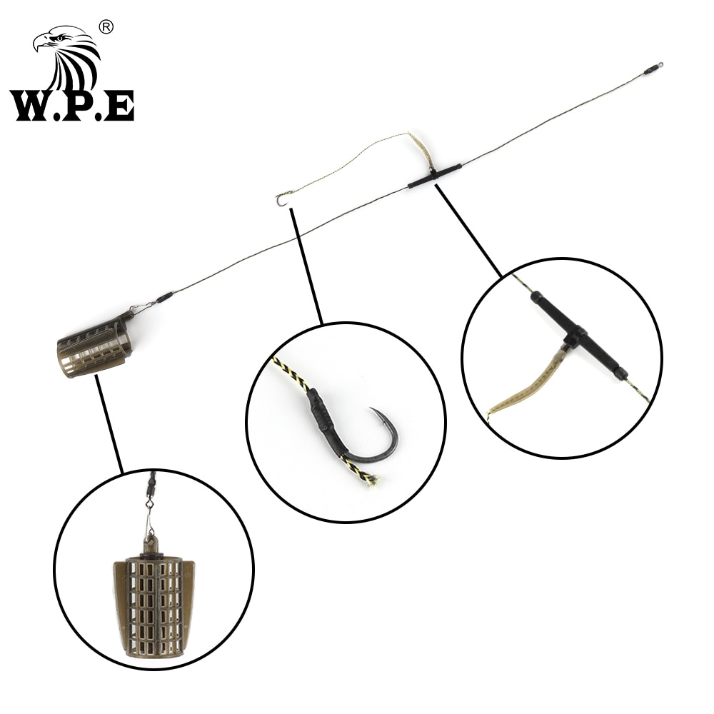 1 Uds. De anzuelo de pesca de carpa, de 30g/40g/50g/60g/70g, línea básica de plomo de trenza, conjunto de aparejo de anzuelo de pez CarpFish de Europa con aparejo de anzuelo de teflón