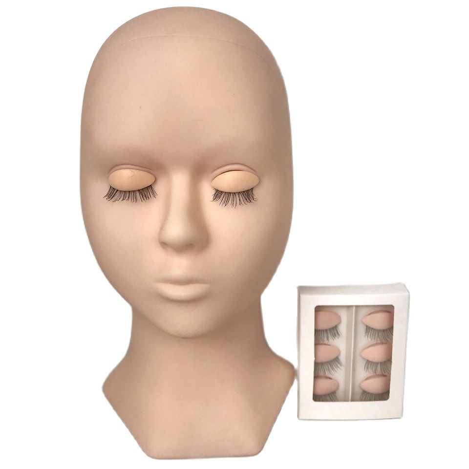 Mannequin Hoofd Vervanging Oogleden Siliconen Praktijk Valse Wimper Extensions Make Model Massage Training Sets 3 Kleuren: Light head 3pair eye