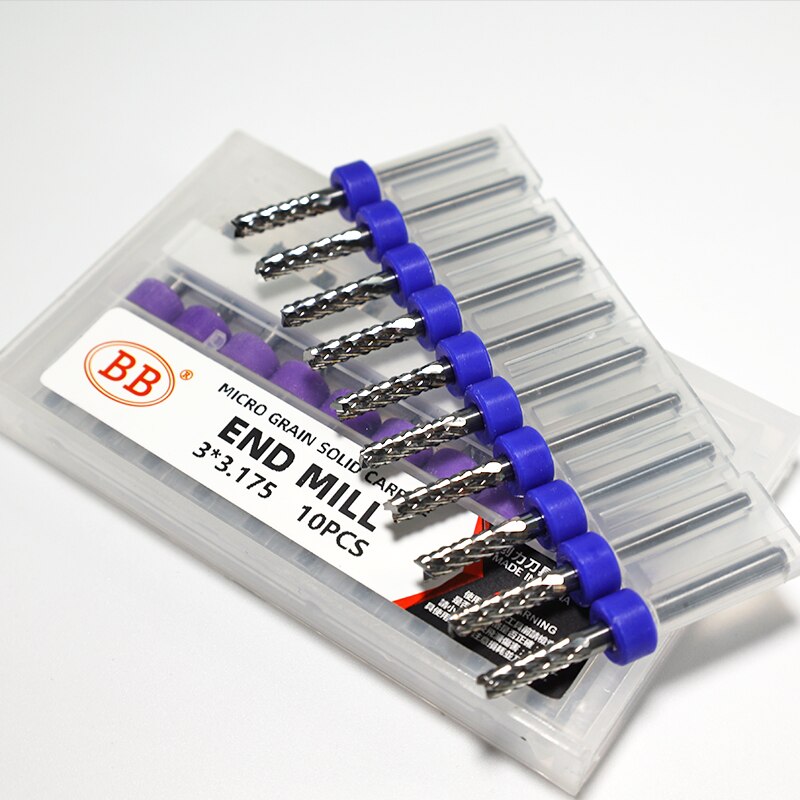 Fresa de extremo de maíz de carburo BB, máquina CNC de grabado de dientes de tungsteno, broca PRO 3.175 4 6mm para placa de baquelita PCB, madera y plástico