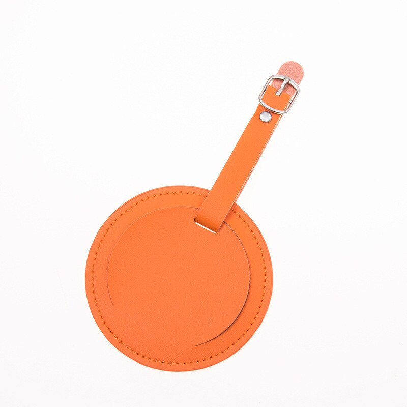 Leather Suitcase Round Luggage Tag Bag Pendant Handbag Travel Accessories Name ID Address Wedding VIP Invitation Label: Orange